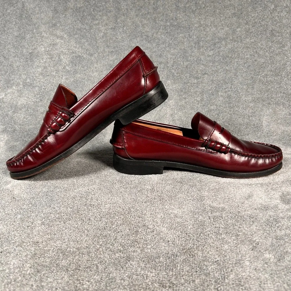 Antonio Parriego Burgundy Leather Penny Loafers Beefroll Mens 9 EU 42 Made Spain